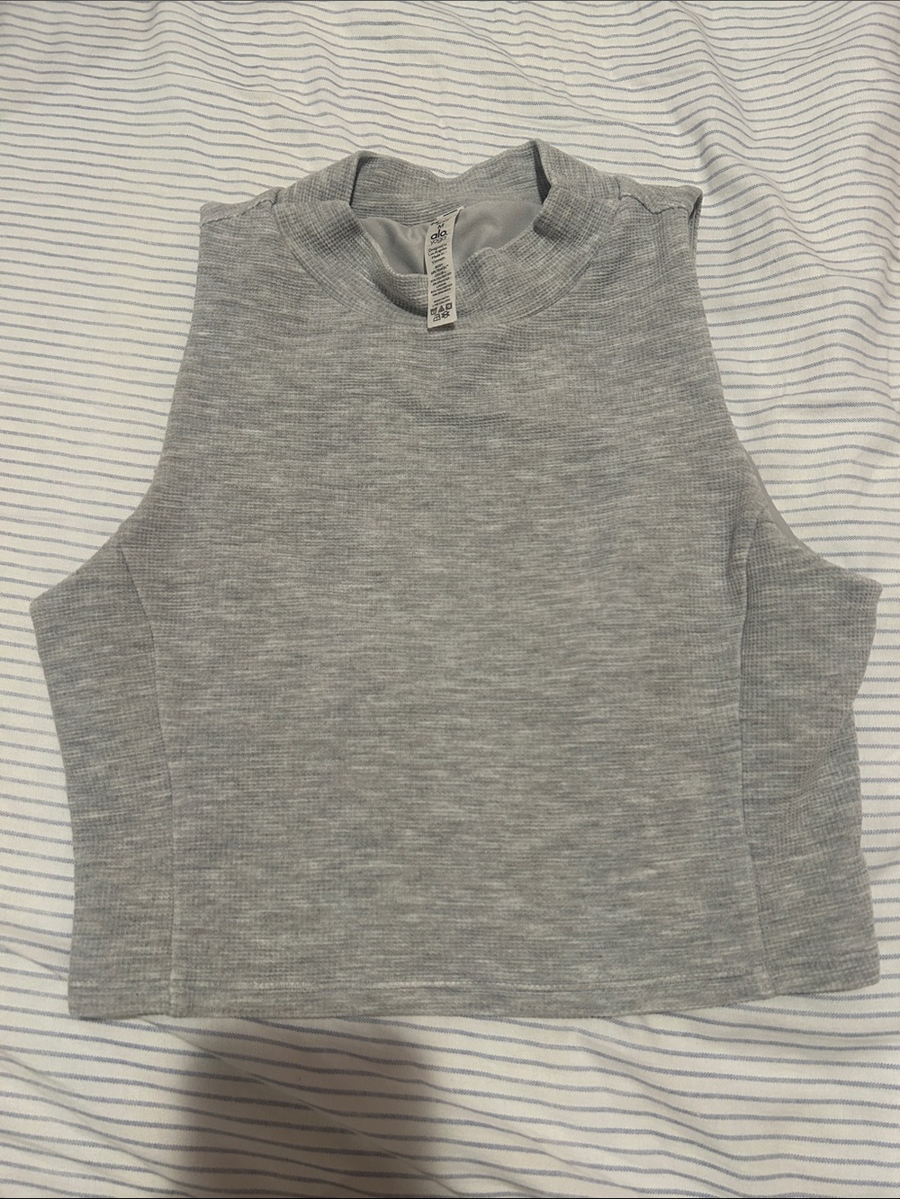 ALO Yoga Gray Sleeveless Mock Neck Crop Top